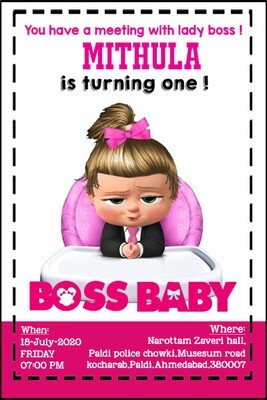 Boss Baby Invitation Cards (16 Pcs) Pink