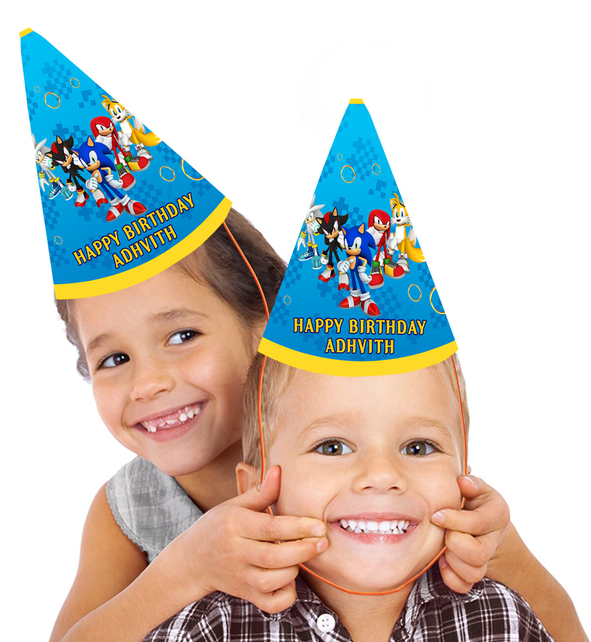 Sonic Theme Birthday Party Caps/Hats (10 Pcs)