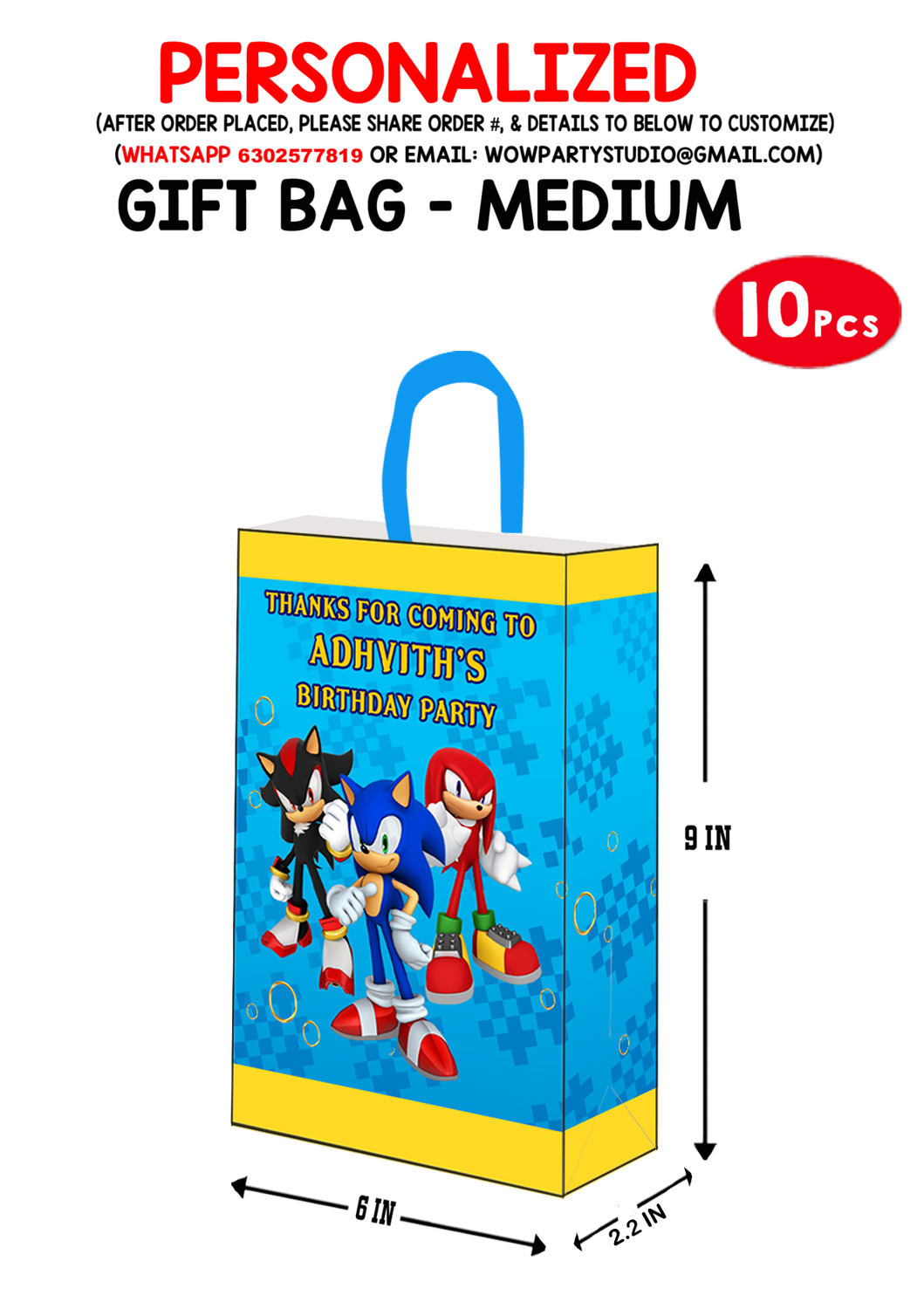 Sonic Gift Bag - Medium (10 Pcs)
