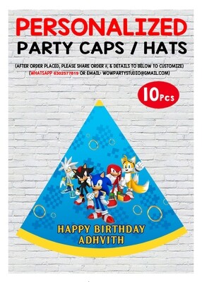 Sonic Party Caps / Hats (10 Pcs)