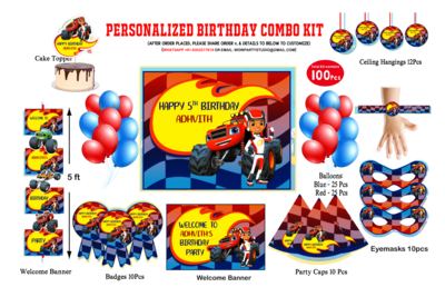 Blaze Monster Truck - Birthday Party Combo Kit 100Pcs