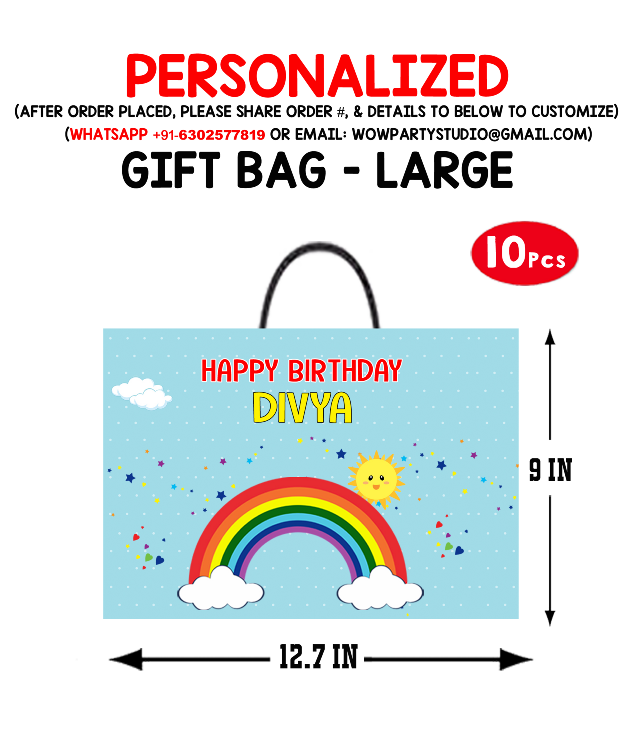 Rainbow Theme Gift Bag - Large (10 Pcs)