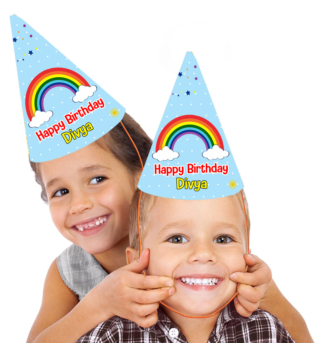 Rainbow Theme Birthday Party Caps / Hats (10 Pcs)