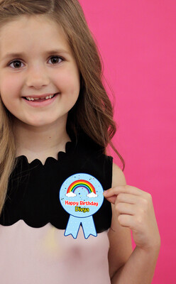 Rainbow Theme Birthday Badges (10 Pcs)