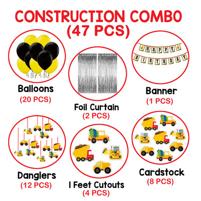Construction Theme - Combo Kit 47Pcs Silver (Non Personalized)