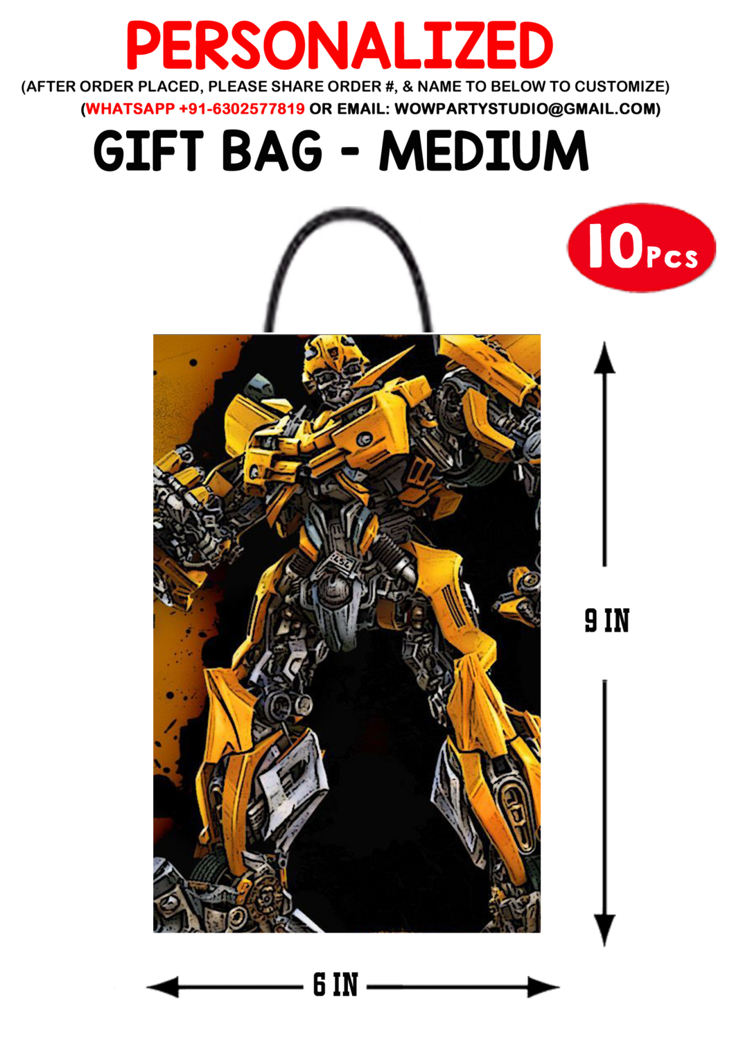 Transformers BumbleBee Gift Bag - Medium (10 Pcs)