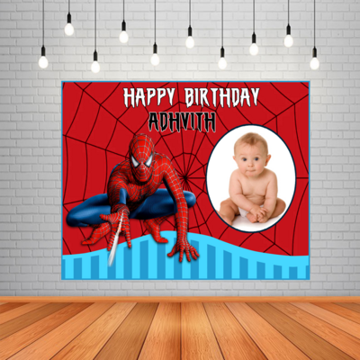 Spiderman Backdrop / Background Banner With Baby Picture  (4ft x 5ft)