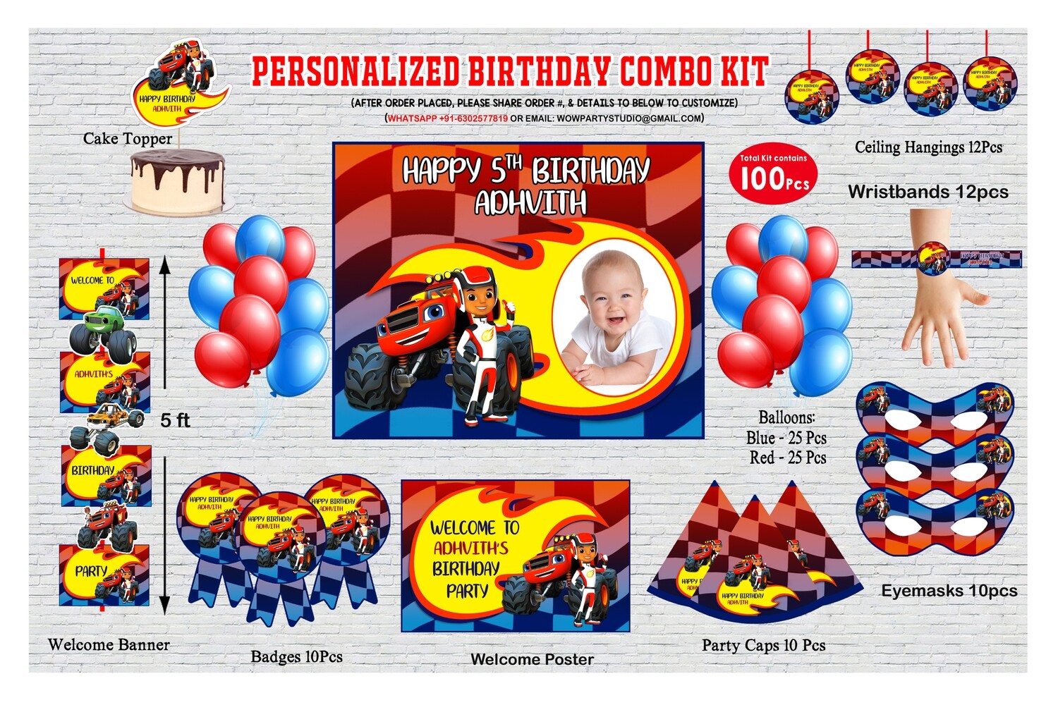 Blaze and the Monster Machine - Birthday Party Combo Kit 100Pcs