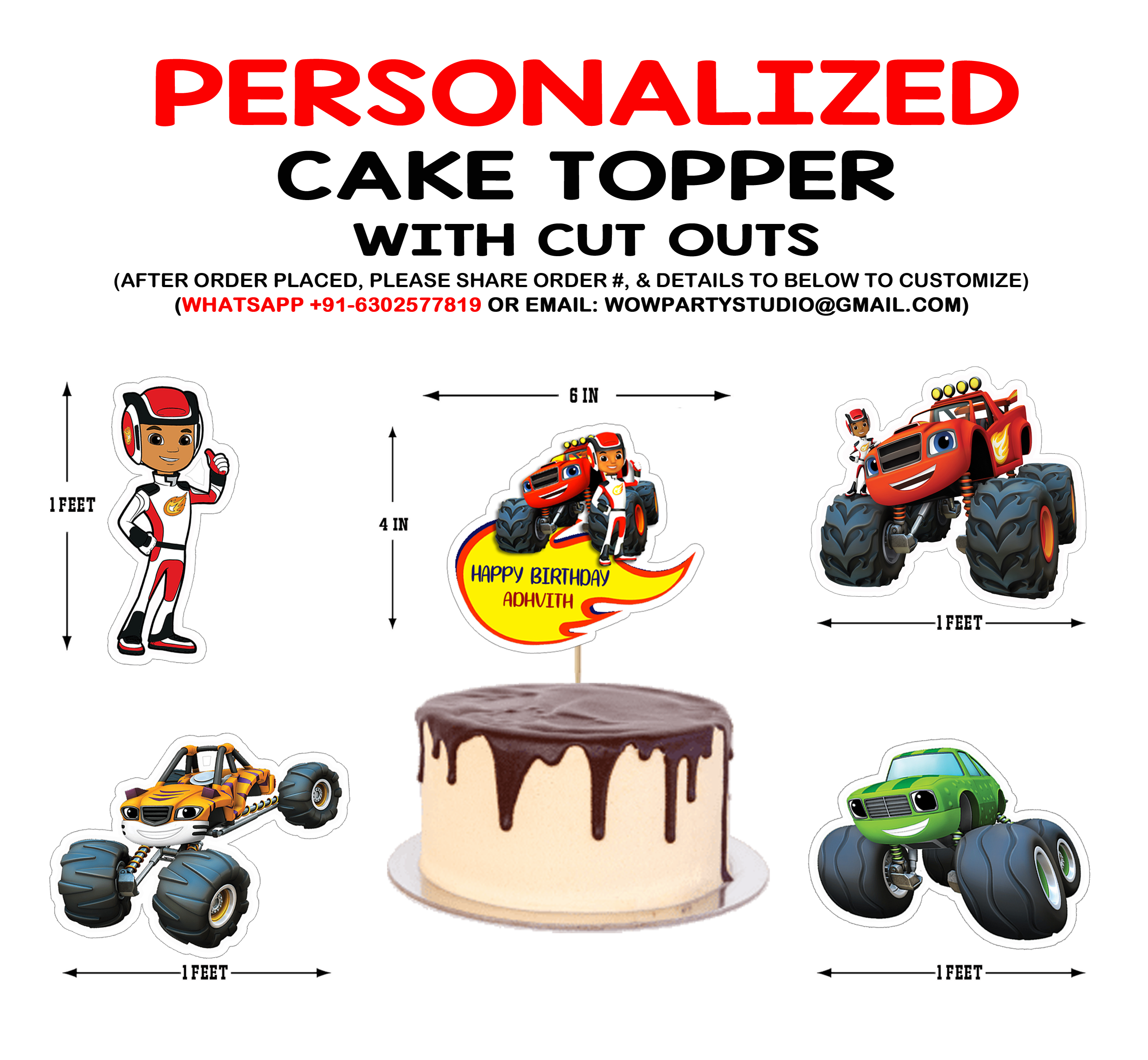 BLAZE AND the MonSTER MACHINES edible frosting cake toppers 8in Round -  Walmart.com