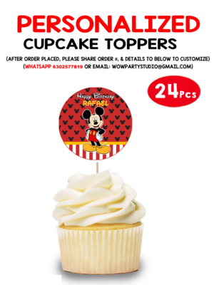 Mickey Mouse Cupcake Topper (24 Pcs)