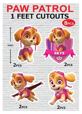 Paw Patrol Pink Cutouts (1ft) - 8 Pcs
