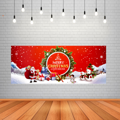 Christmas Red Theme Background Banner (2ft x 5ft)
