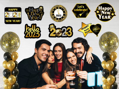 New Year Eve Cardstock Cutouts (1ft) - 8 Pcs