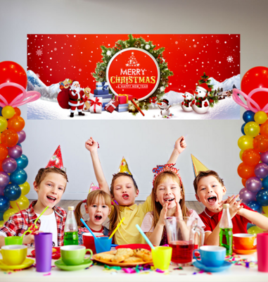 Christmas Red Theme Background Banner (2ft x 5ft)