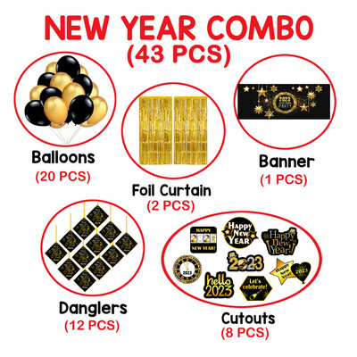 New Year Banner Combo 43Pcs - Gold