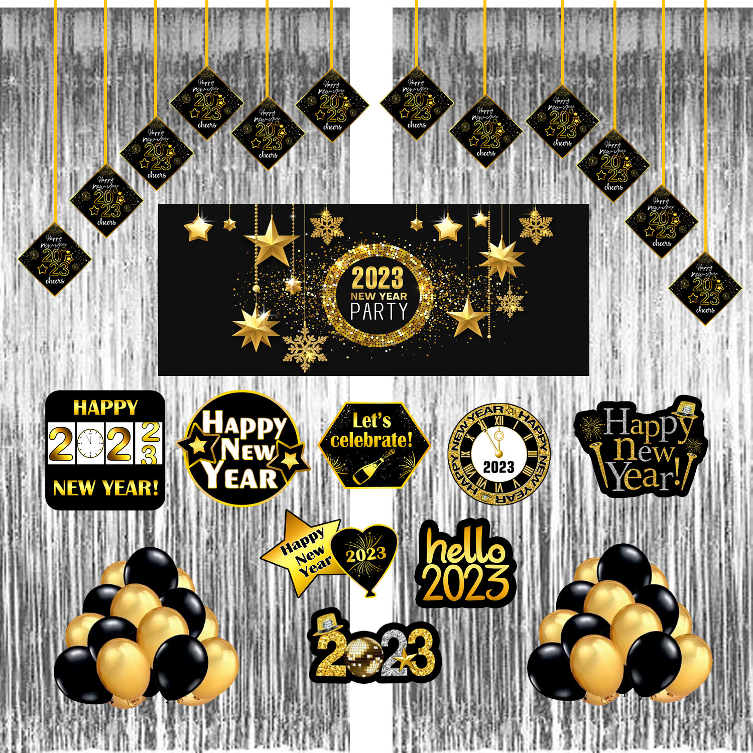 New Year Banner Combo 43Pcs - Silver