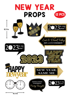 New Year Eve Selfie Photo Booth Props