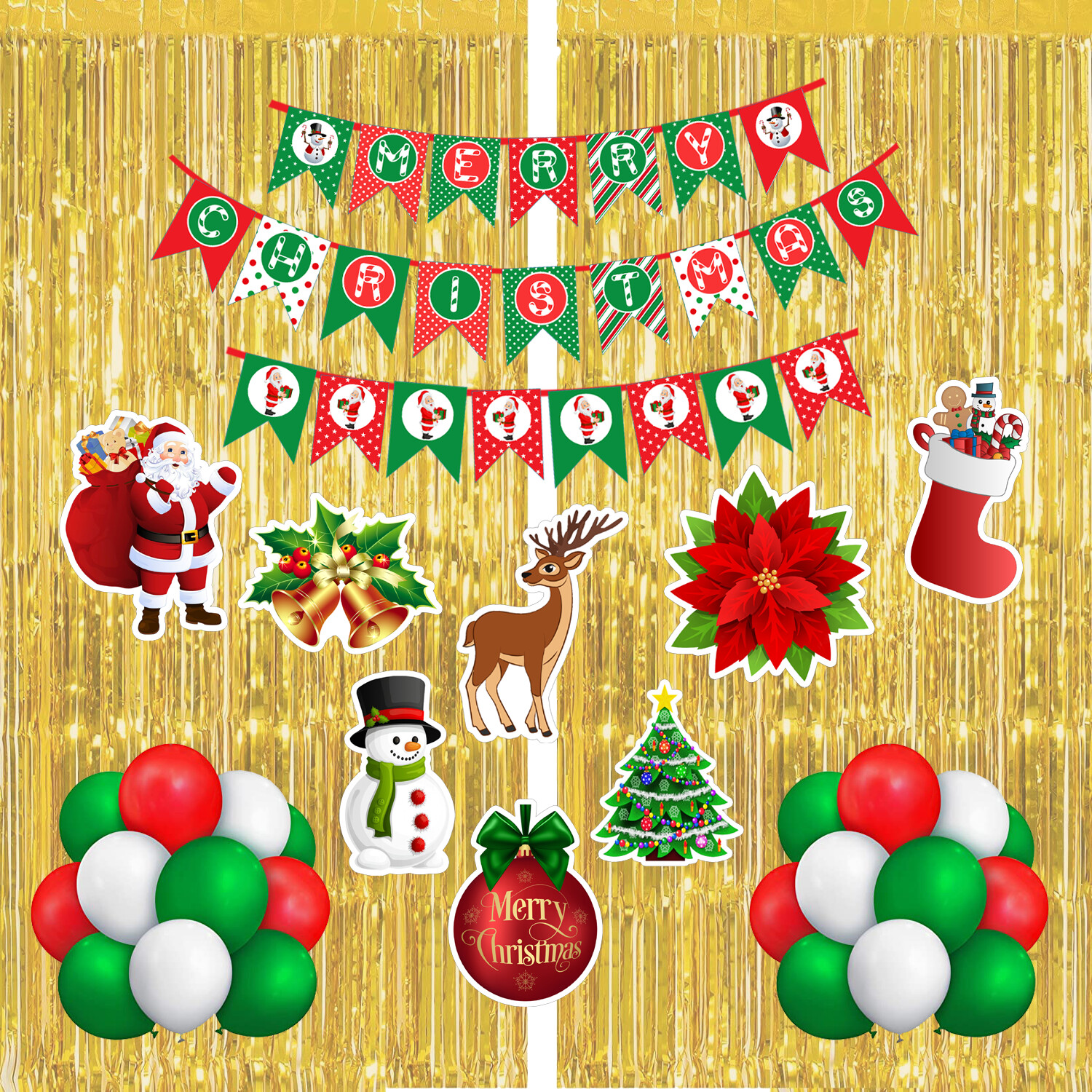Christmas Bunting Combo 31Pcs - Gold