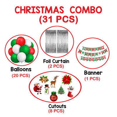 Christmas Bunting Combo 31Pcs - Silver