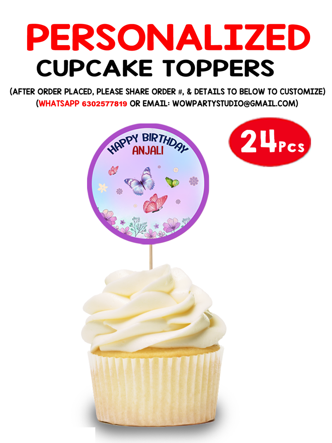 Butterfly - Cupcake Topper (24 Pcs)