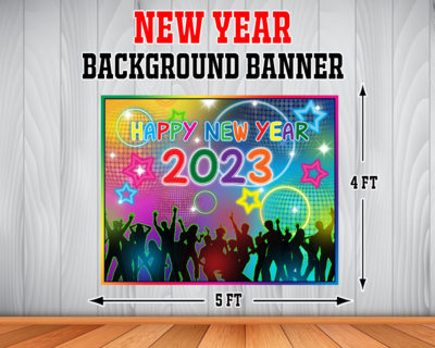New Year Backdrop / Background Banner (4ft x 5ft)