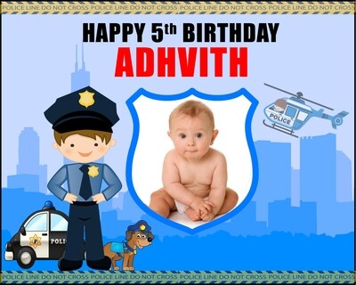 Police Backdrop / Background Banner With Baby Picture  (4ft x 5ft)
