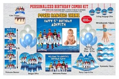 Power Rangers Theme - Birthday Party Combo Kit-100Pcs