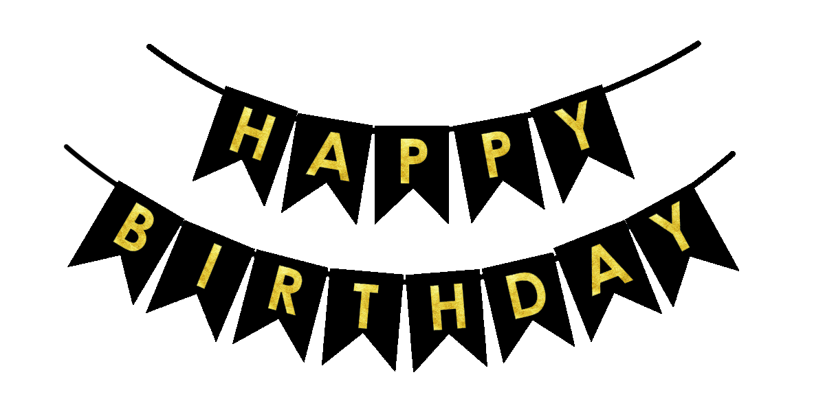 Black and Gold Bunting Banner with Name