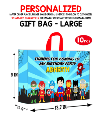 Super Hero Theme Gift Bag - Large (10 Pcs)