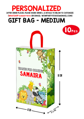 Jungle Animals Theme Gift Bag - Medium (10 Pcs)