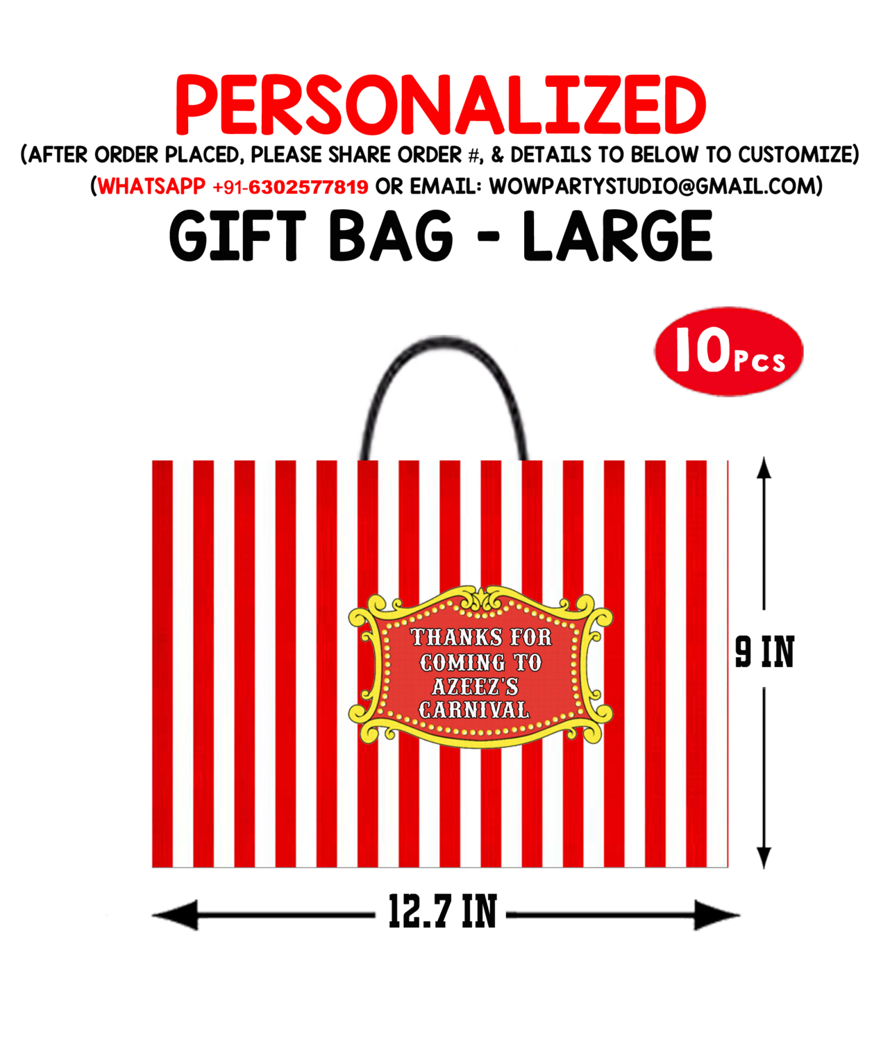 Carnival Theme Gift Bag - Large (10 Pcs)