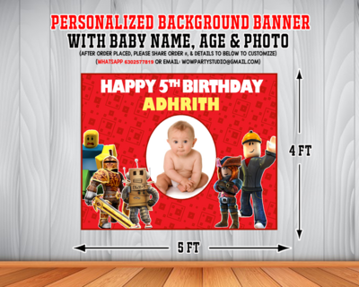 Roblox Backdrop / Background Banner With Baby Picture  (4ft x 5ft)