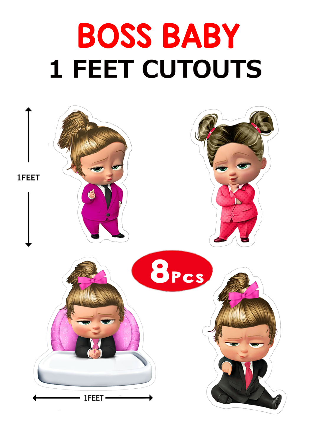 Boss Baby Girl Cutouts (1ft) - 8 Pcs