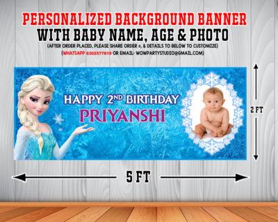 Frozen Elsa Backdrop / Background Banner (2ft x 5ft)