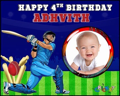 Cricket Backdrop / Background Banner With Baby Picture (4ft x 5ft)