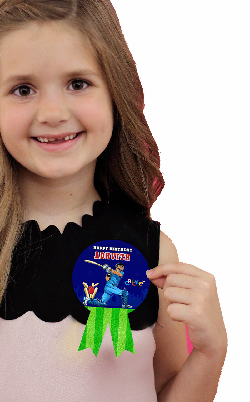 Cricket Theme Birthday Badges (10 Pcs)