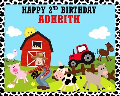 Farm Animals Backdrop / Background Banner (4ft x 5ft)