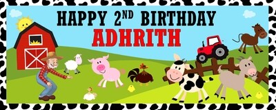Farm Animals Backdrop / Background Banner (2ft x 5ft)