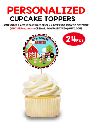 Farm Animals Cupcake Topper (24 Pcs)