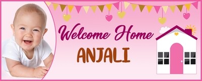Welcome Home Backdrop / Background Banner (2ft x 5ft) - Pink