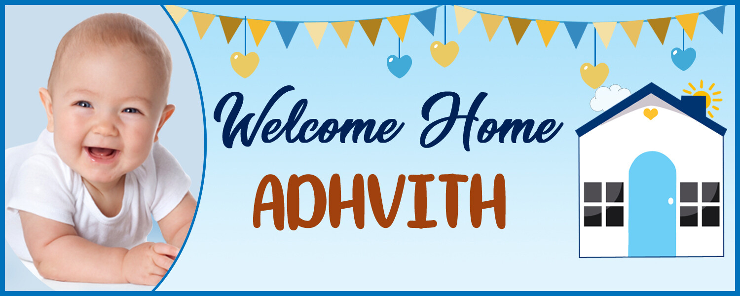 Welcome Home Backdrop / Background Banner (2ft x 5ft) - Blue