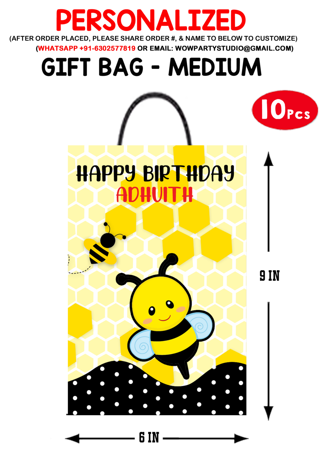 Honey Bee Gift Bag - Medium (10 Pcs)