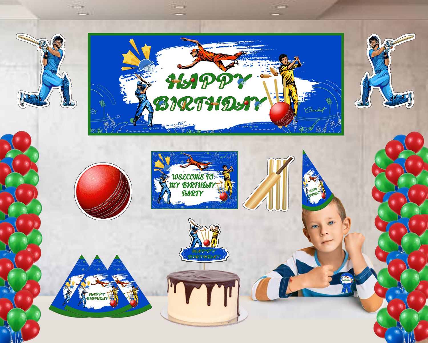 Cricket Theme - Combo Kit 37Pcs  (non _customized)