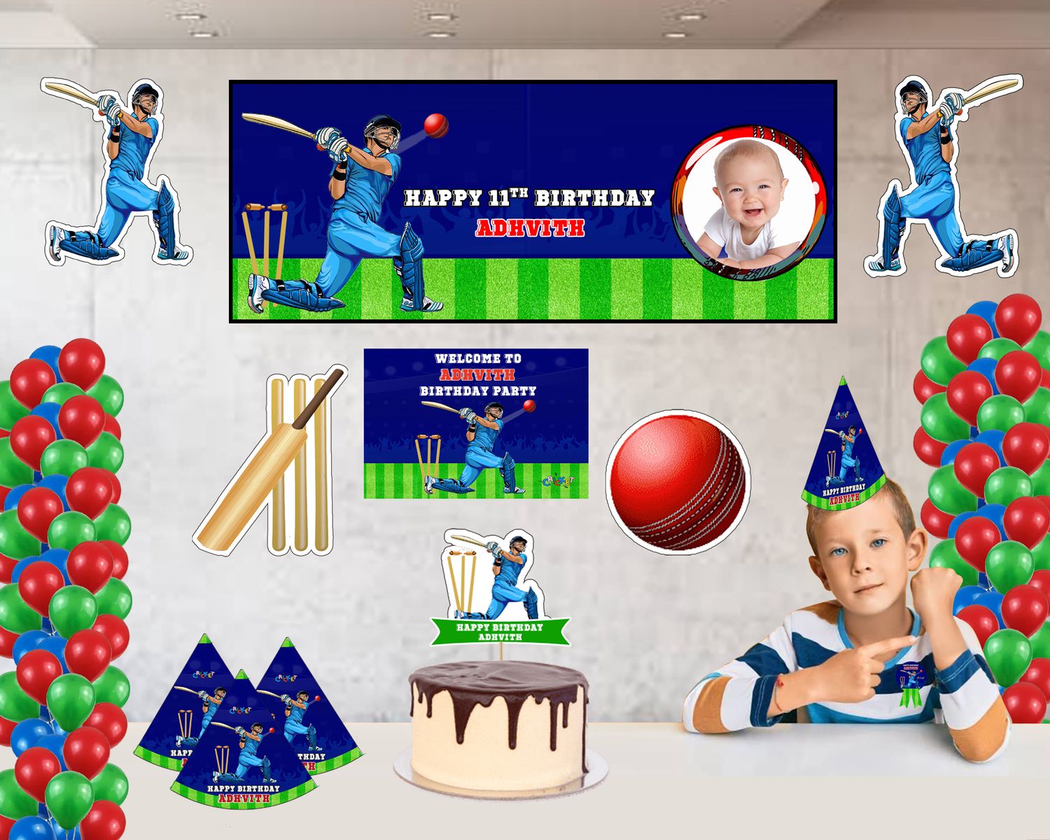 Cricket Theme - Combo Kit 37Pcs With Kids Picture