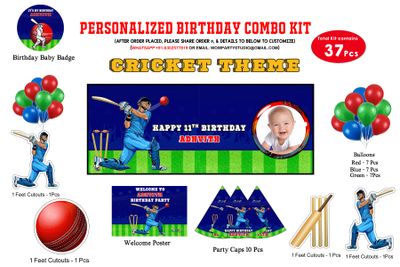Cricket Theme - Combo Kit 37Pcs With Kids Picture
