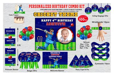 Cricket Theme - Birthday Party Combo Kit-100Pcs