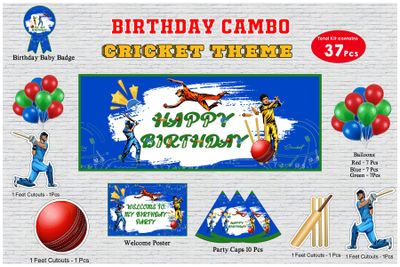 Cricket Theme - Combo Kit 37Pcs (Non - Personalized)