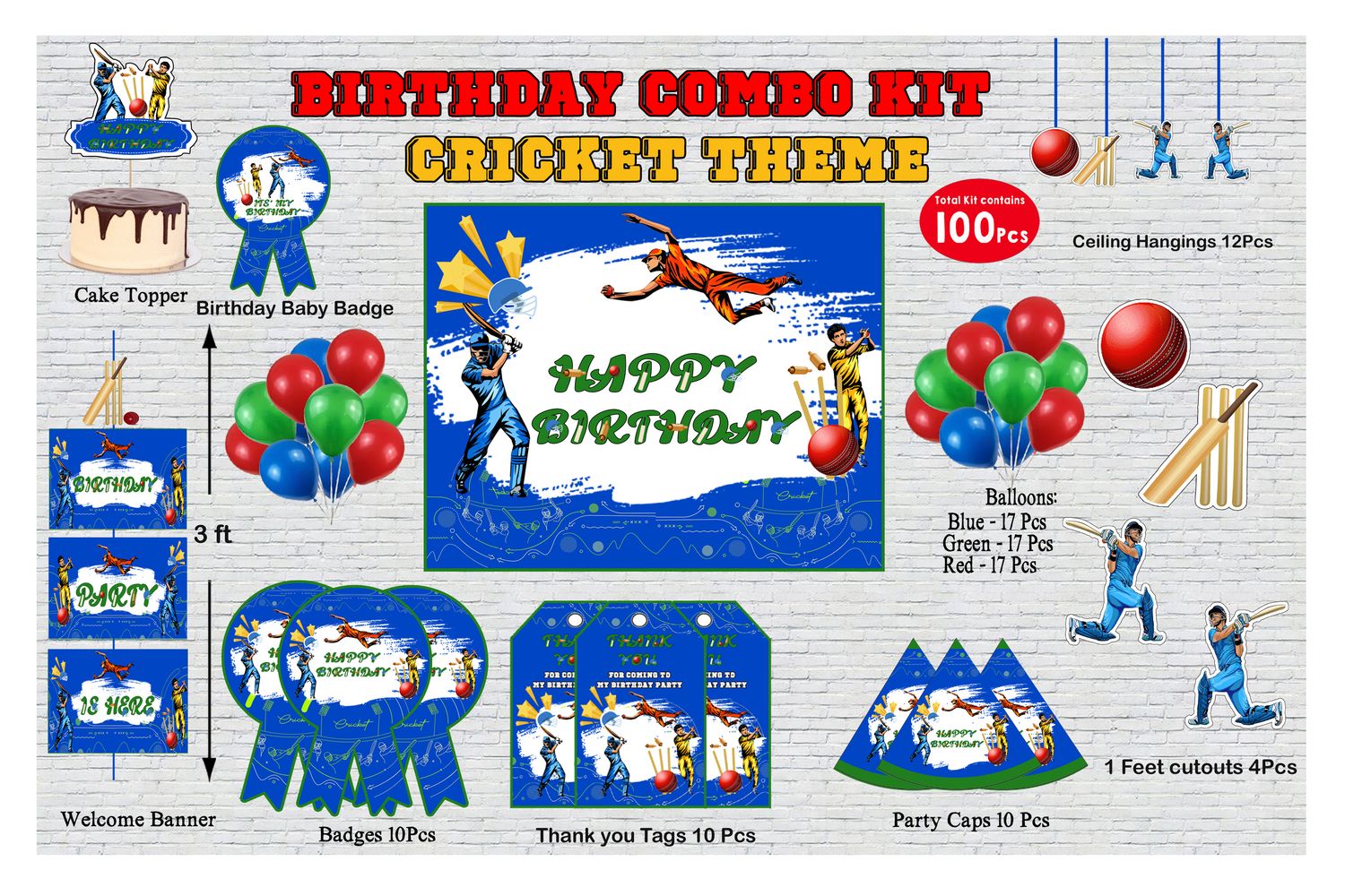 Cricket Combo Kit - 100Pcs (Non Customized)