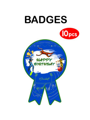 Cricket Theme - Badges 10Pcs - (Non Personalized)