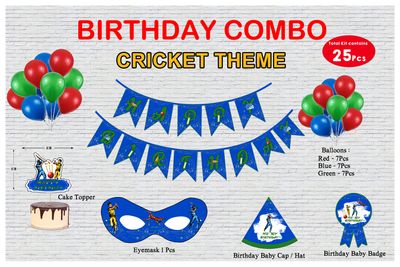 Cricket Theme - Combo Kit 25Pcs (Non Personalized)